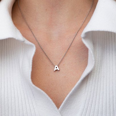Серебряное колье с буквой "А" 1105 А №5