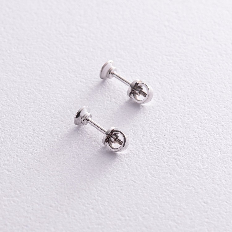 Золотые серьги - пусеты с бриллиантами 36801121 от ювелирного магазина Оникс - 4