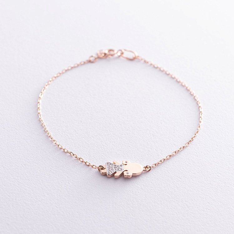 ﻿Золотий браслет "Дівчинка" (фіаніт) б03958 від ювелірного магазину Онікс