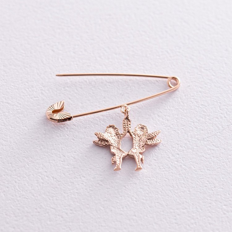 Золотая булавка с ангелочками зак00338 от ювелирного магазина Оникс - 2