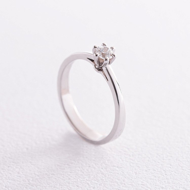 Заручальна каблучка з фіанітом (біле золото) к07174 від ювелірного магазину Онікс