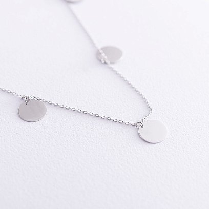 Кольє "Монетки" в білому золото (5 шт) кол01440 №4