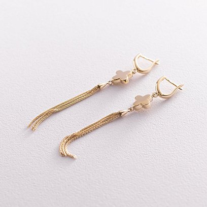 Сережки "Конюшина" в жовтому золоті с07135 №3