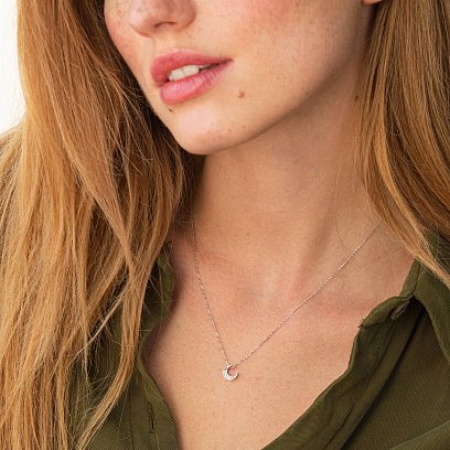 Колье "Луна" с фианитами (белое золото) кол02316 №2