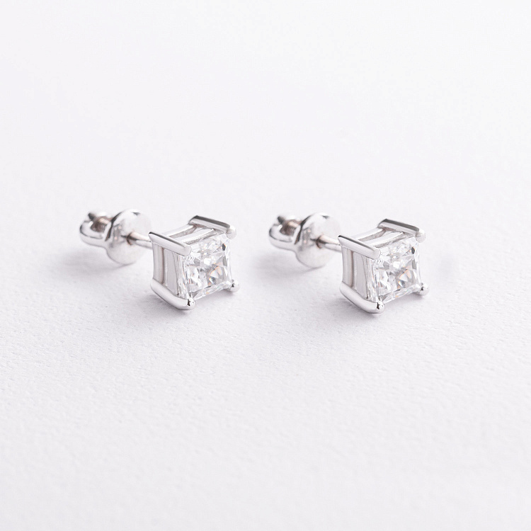 Серебряные серьги - пусеты с фианитами 2681/1р-CZ от ювелирного магазина Оникс - 1