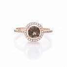 Золотое кольцо с дымчатым кварцем и фианитами к04627 от ювелирного магазина Оникс - 5