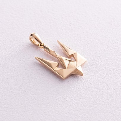 Кулон "Герб України - Тризуб" у жовтому золоті п03718