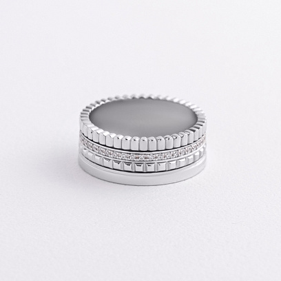 Каблучка "Sharon" з фіанітами (біле золото) к08247