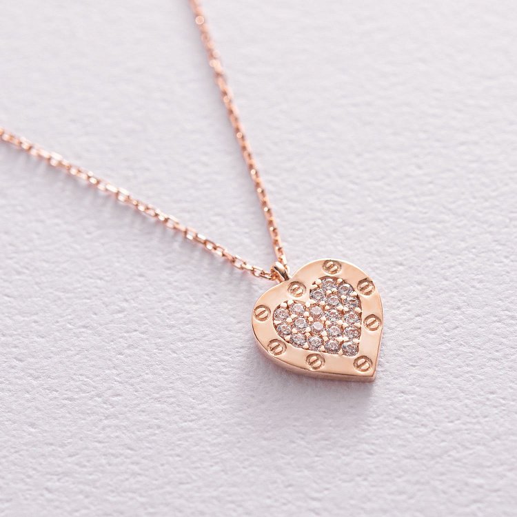 Золоте кольє "Серце" з фіанітами кол01713 від ювелірного магазину Онікс - 3