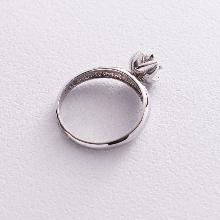 Золотое кольцо "Цветок" (фианит) к04802 от ювелирного магазина Оникс - 2