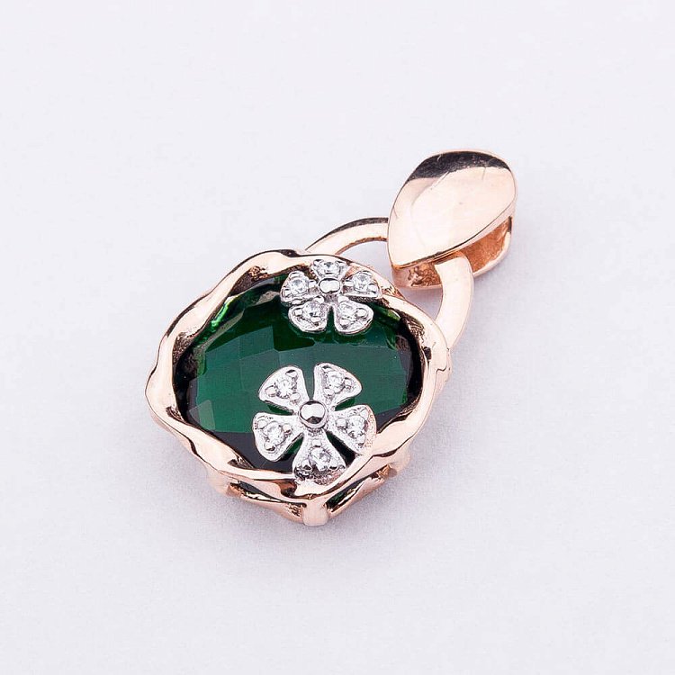 Золотая подвеска с фианитом п02315 от ювелирного магазина Оникс