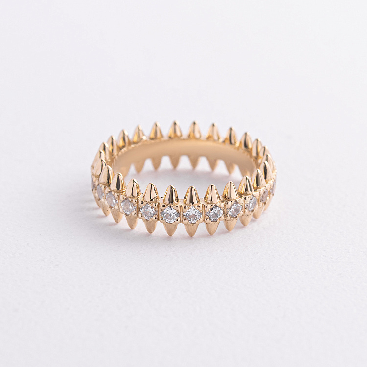 Каблучка "Teresa" в жовтому золоті (фіаніти) к08348 від ювелірного магазину Онікс - 2