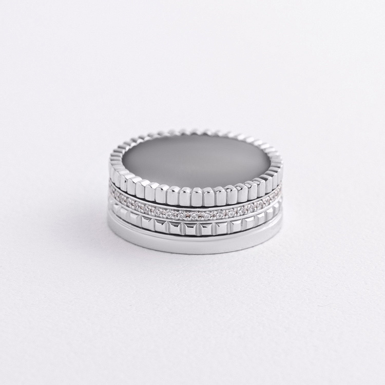 Каблучка "Sharon" з фіанітами (біле золото) к08247 від ювелірного магазину Онікс