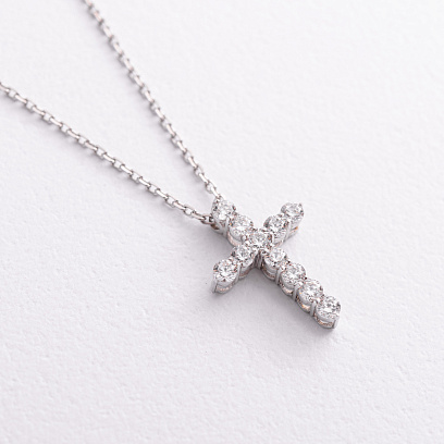 Золоте кольє "Хрестик" з фіанітами кол02641