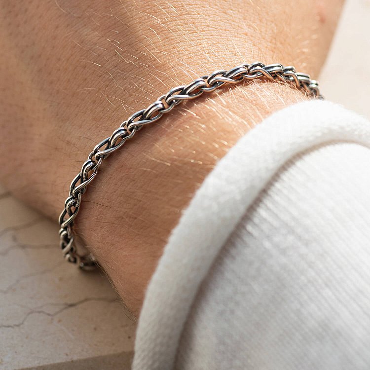 Чоловічий срібний браслет "Нескінченність" 141654 від ювелірного магазину Онікс - 4