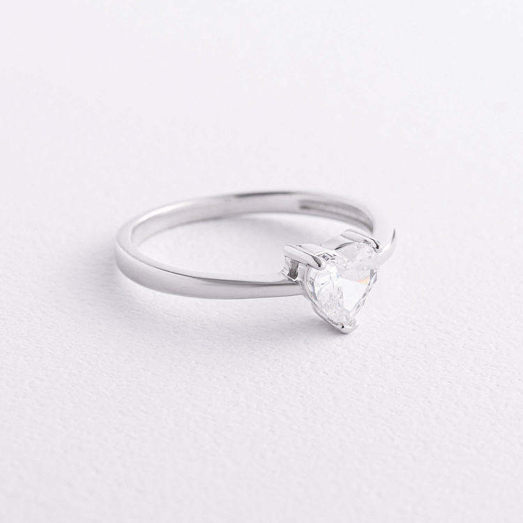 Заручальна каблучка «Серце» з фіанітом 111978 від ювелірного магазину Онікс - 1