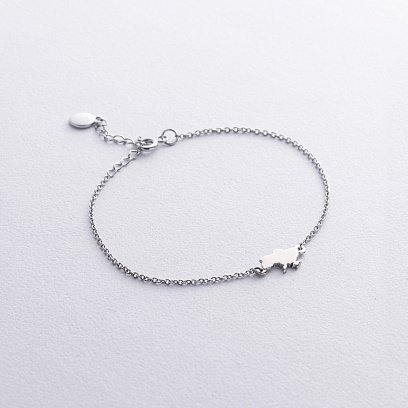 Браслет "Карта України" у білому золоті з2092б