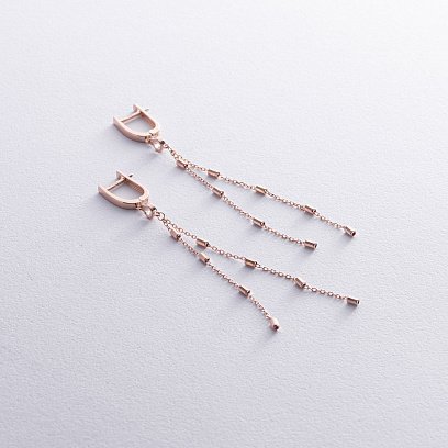 Висячие серьги из красного золота с08632 №3