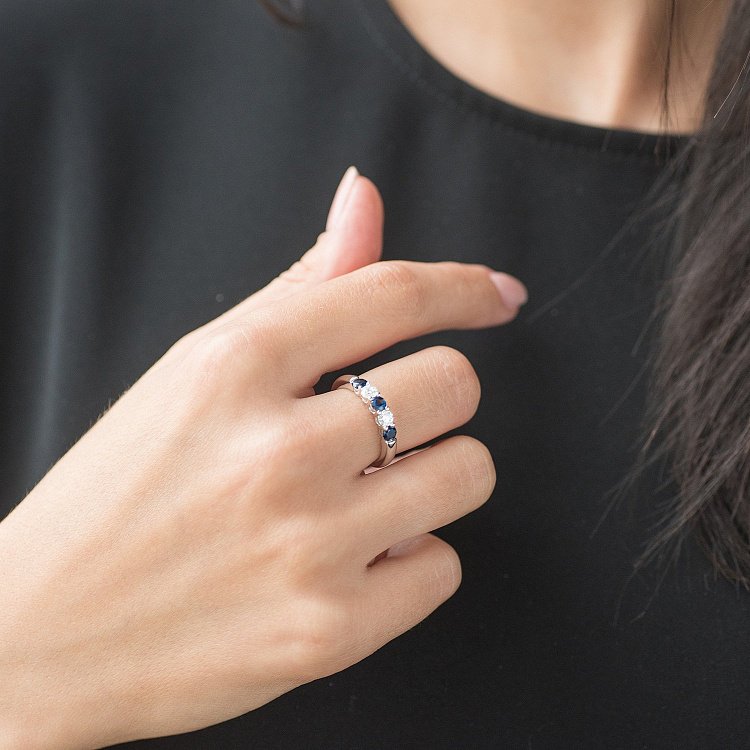 Золотое кольцо с бриллиантами и сапфирами кб0292ai от ювелирного магазина Оникс - 3