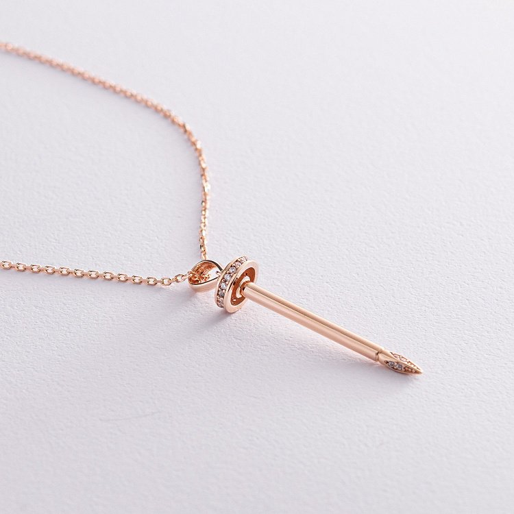 Кольє "Цвях" у червоному золоті (фіаніти) кол02353 від ювелірного магазину Онікс