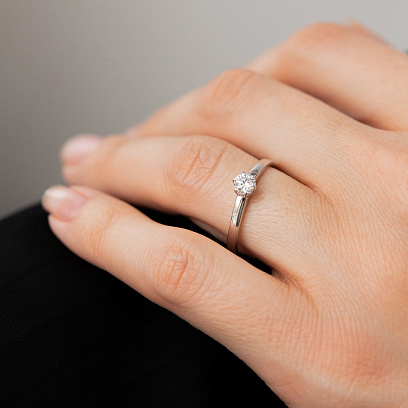 Помолвочное золотое кольцо с бриллиантом кб0695м №4