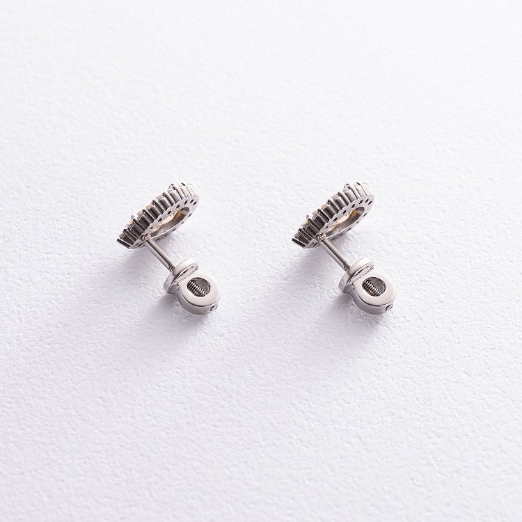 Срібні сережки - пусети "Крапельки" з цитрином і фіанітами GS-02-011-5410 від ювелірного магазину Онікс - 2