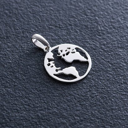 Подвеска "Планета Земля" в серебре 133047