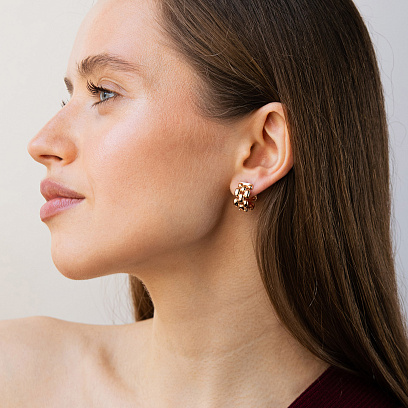 Серьги - кольца "Charlie" в красном золоте с09545 №5