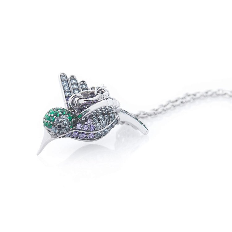 Срібне кольє "Пташка" (фіаніт) 18765 від ювелірного магазину Онікс - 1