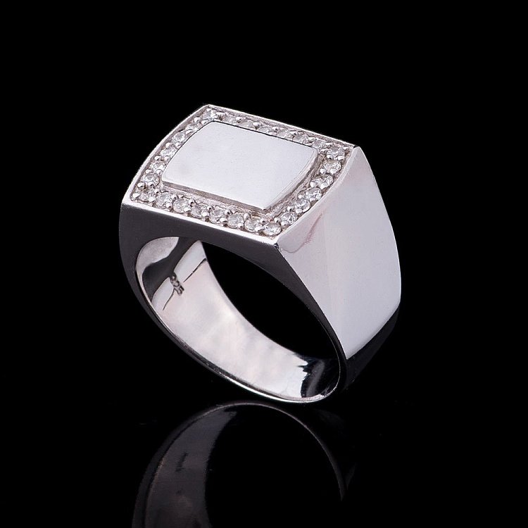 Срібна печатка (фіаніти) 11763 від ювелірного магазину Онікс - 1