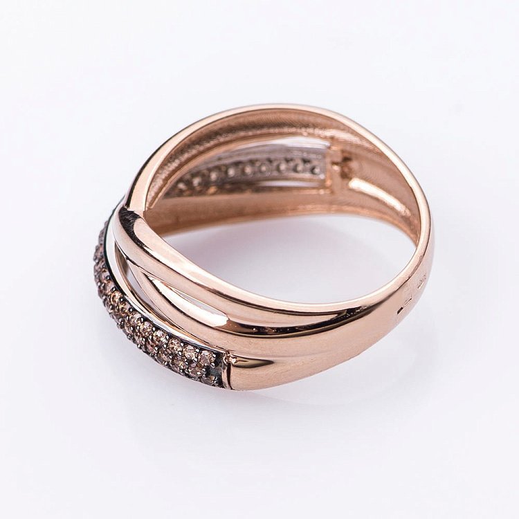 Золота каблучка з фіанітами к04872 від ювелірного магазину Онікс - 2