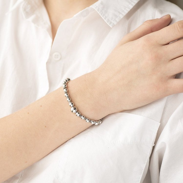 Серебряный браслет с шариками 141304 от ювелирного магазина Оникс - 3