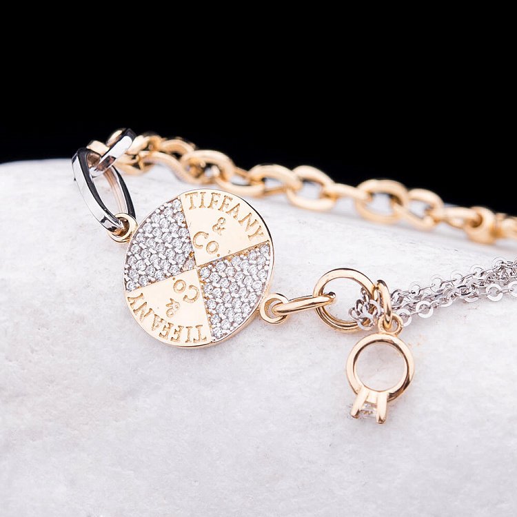 Эксклюзивный золотой браслет с фианитами в стиле "Тиффани" б02212 от ювелирного магазина Оникс - 3