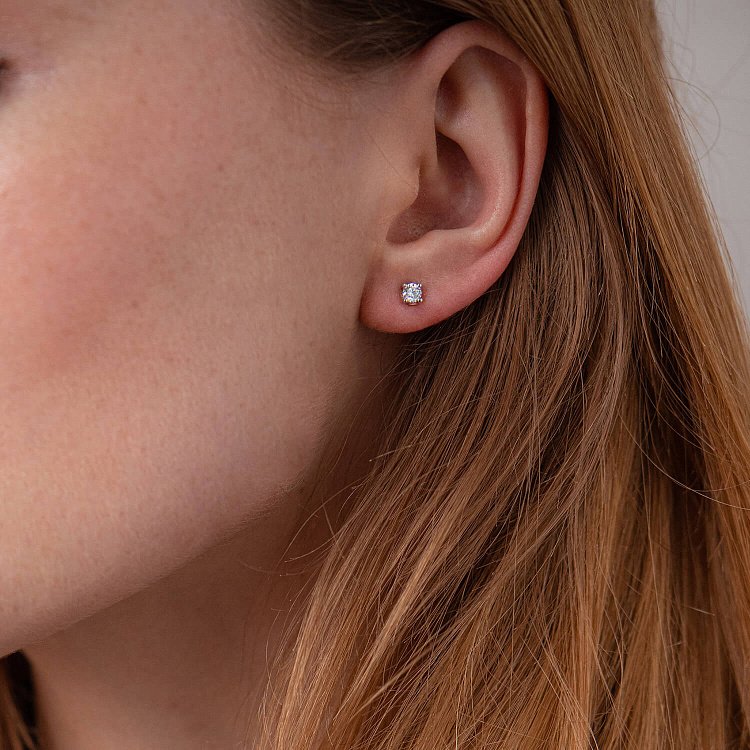 Золотые серьги - пусеты с бриллиантами сб0385z от ювелирного магазина Оникс - 3