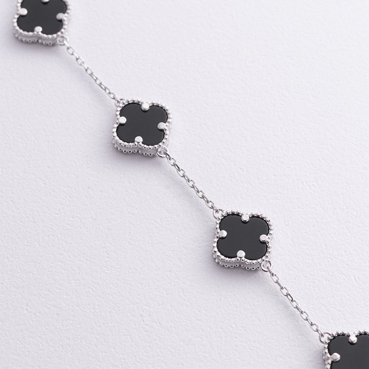 Серебряный браслет "Клевера" с ониксом 141648 от ювелирного магазина Оникс - 2