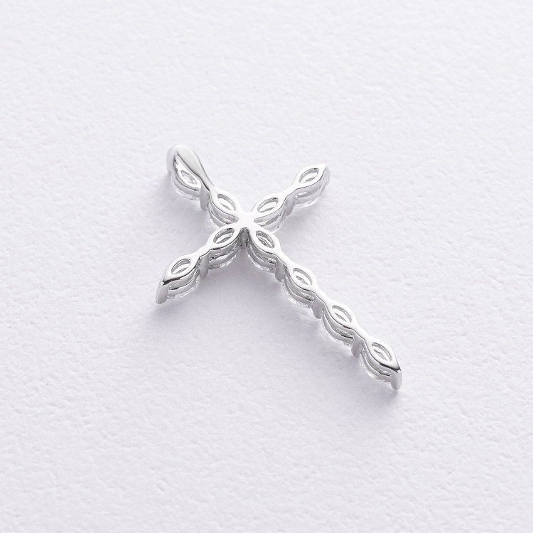 Хрестик з діамантами (біле золото) пб0359lg від ювелірного магазину Онікс - 2