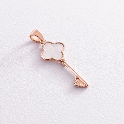 Підвіска "Ключик" у червоному золоті (перламутр) п03658 №3