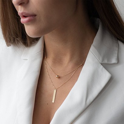 Колье с шариком в желтом золоте (возможна гравировка) кол01743 №2