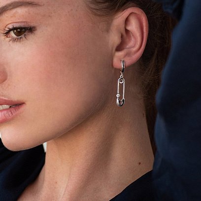 Срібні сережки "Шпильки" з фіанітами 123020 №2