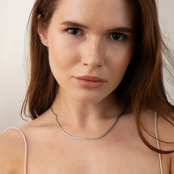 Колье "Gisele" в белом золоте (снейк - 2 мм) ц00327-2,0 №4