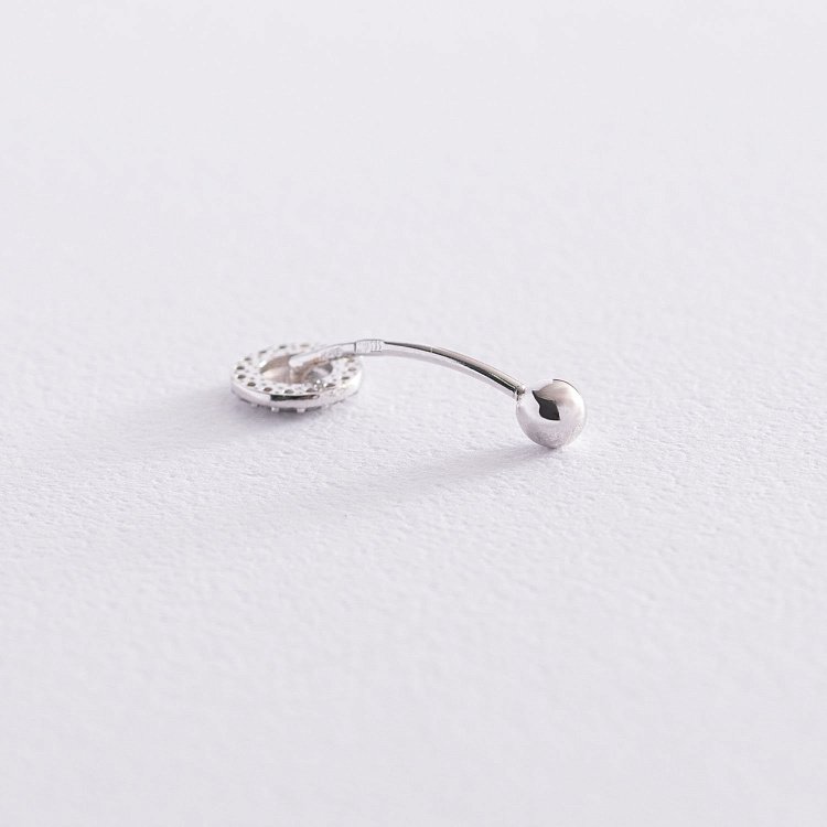 Золотий пірсинг в пупок з фіанітами пир00247 від ювелірного магазину Онікс - 1