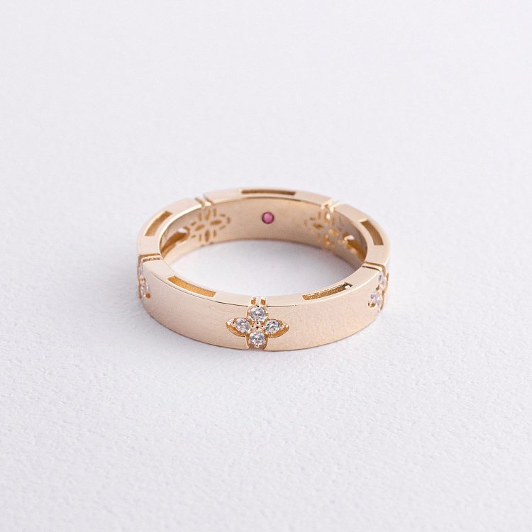 Кольцо "Клевер" в желтом золоте (фианиты) к08215 от ювелирного магазина Оникс - 2