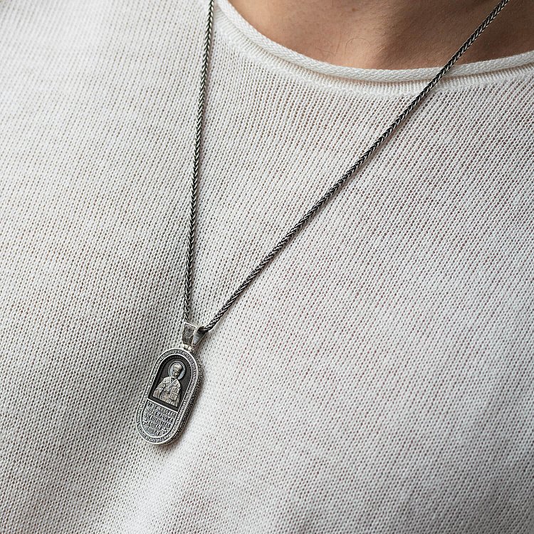 Срібний кулон "Миколай Чудотворець. Отче наш" (ебенове дерево) 1182 від ювелірного магазину Онікс - 6