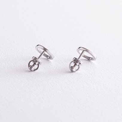 Золотые серьги - пусеты "Круговорот" с бриллиантами 317121121 №3