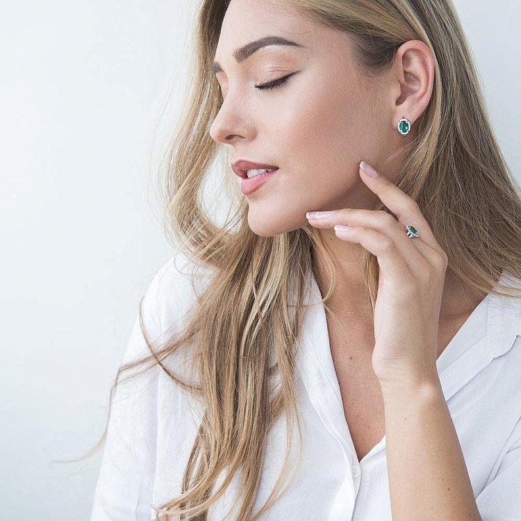 Золотые серьги (празиолит, фианиты) с04688 от ювелирного магазина Оникс - 3