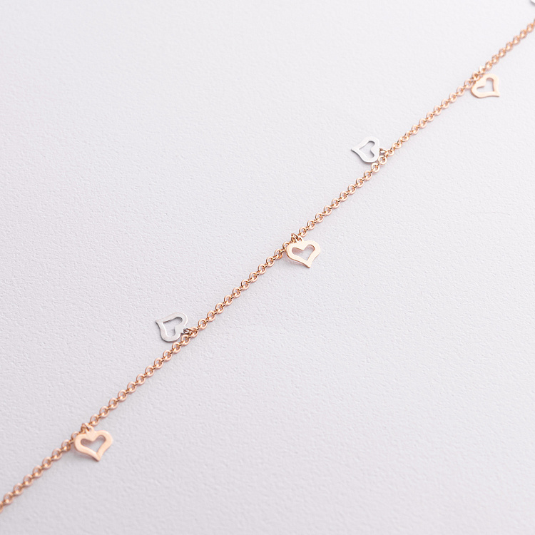 Золотий браслет "Сердечки" на ногу б02134 від ювелірного магазину Онікс - 1