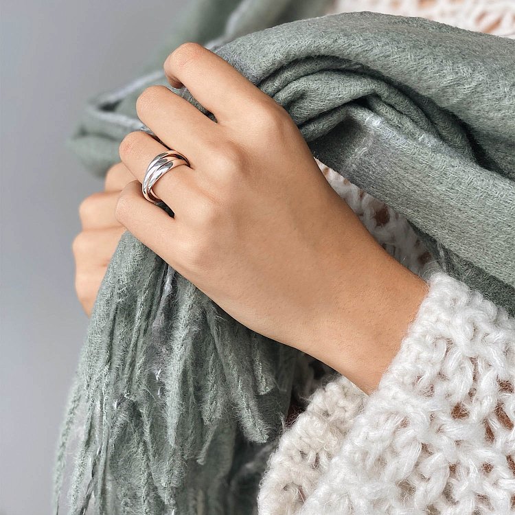 Серебряное кольцо "Круговорот" (тройное) 112554 от ювелирного магазина Оникс - 10