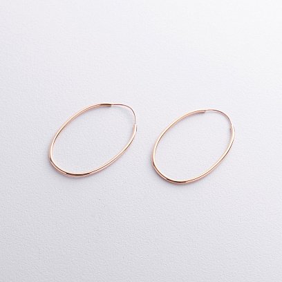 Овальные серьги в красном золоте с08858