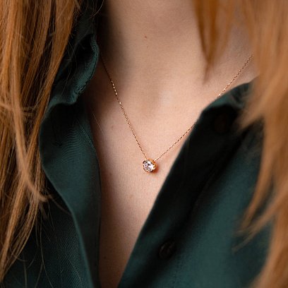 Золотое колье с одним фианитом кол01190 №2