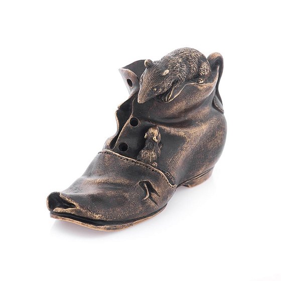Бронзовая фигура "Старый ботинок и мышки" сер00067